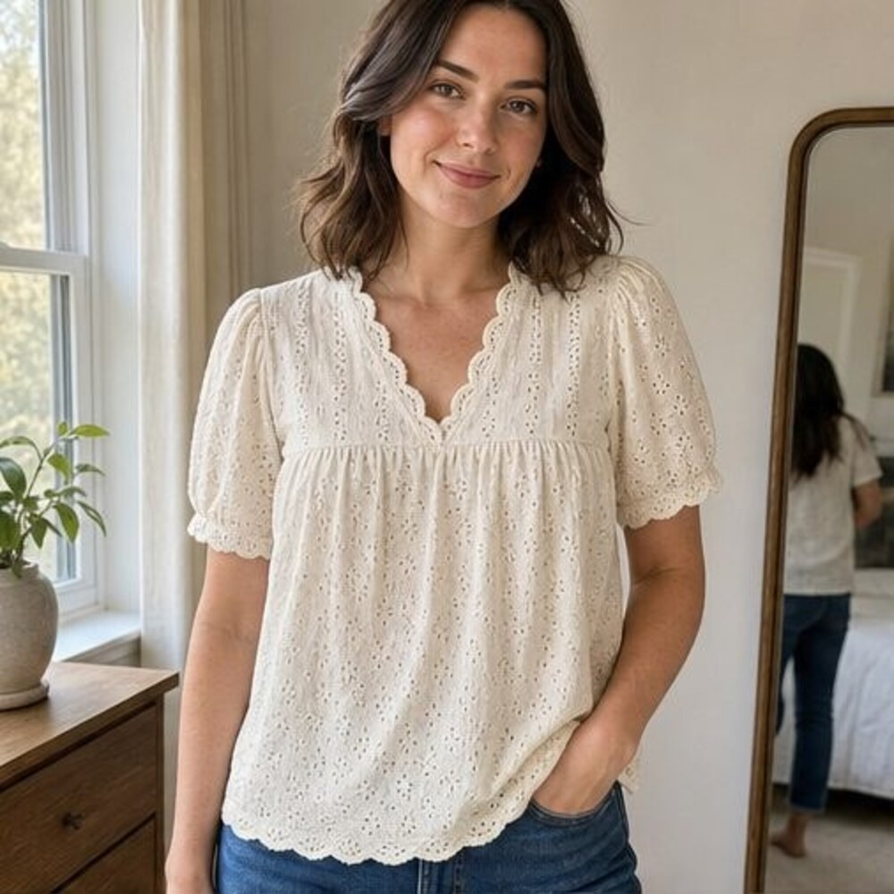 Ivory Ruffle Blouse - Picture 2 of 6